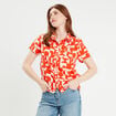 Chemise manches courtes orange femme