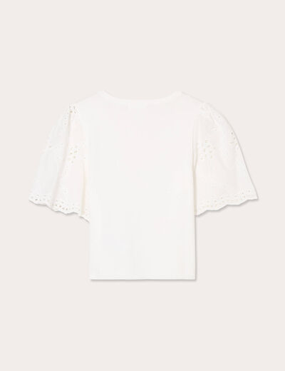 Gilet manches brodées blanc femme