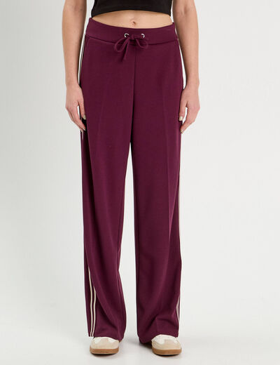 Pantalon large style jogging prune femme