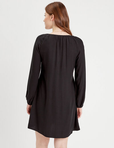 Robe évasée manches longues noir femme