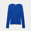T-shirt ajust&eacute; col rond manches longues bleu electrique femme