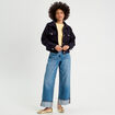 Veste boutonnée bouclette bleu marine femme
