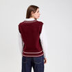 Pull 2-en-1 col en V rouge foncé femme