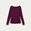 Doudou ajust&eacute; col bateau manches longues prune femme