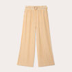 Pantalon large ceinturé contenant du lin jaune femme