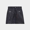 Jupe droite enduite denim noir enduit femme