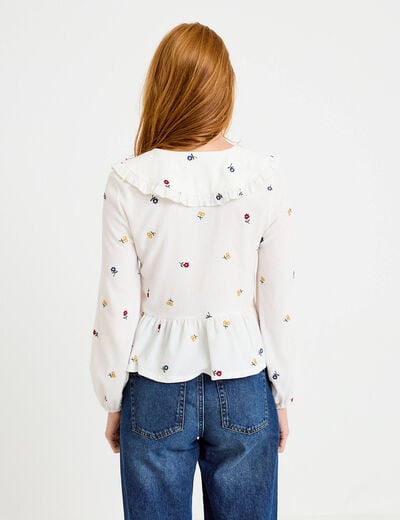 Blouse droite manches longues multicolore femme