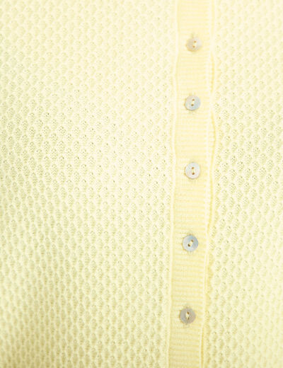 Gilet ajour&eacute; manches longues jaune clair femme