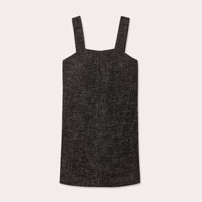 Robe chasuble droite tweed noir femme