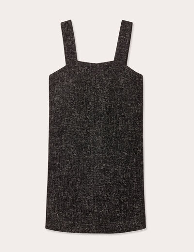 Robe chasuble droite tweed noir femme