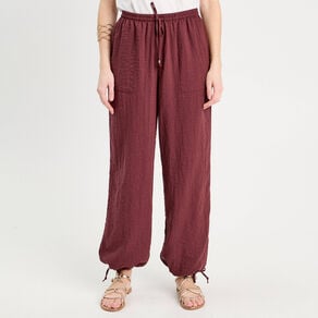 pantalon large fluide prune femme Pantalon large fluide prune femme