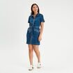 Robe droite en jean zippée denim stone femme