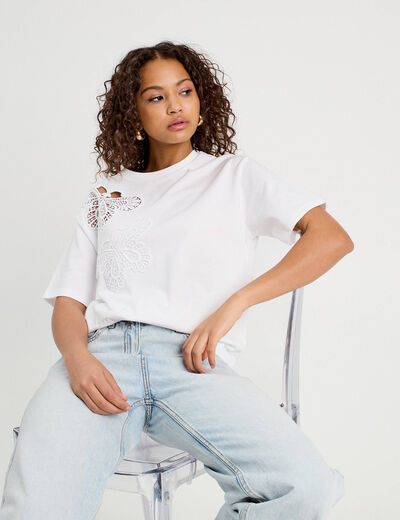 T-shirt manches courtes blanc femme