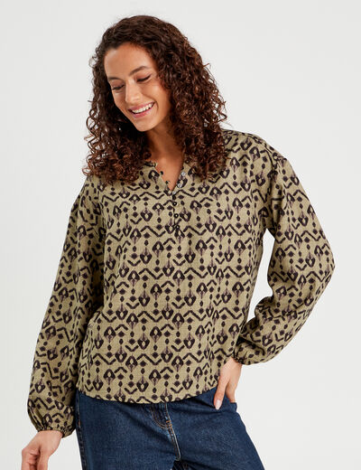 Blouse manches longues vert femme