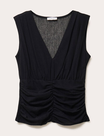débardeur ajusté court col v noir femme