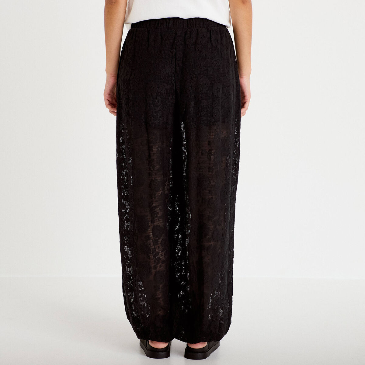 Pantalon bouffant taille standard noir femme