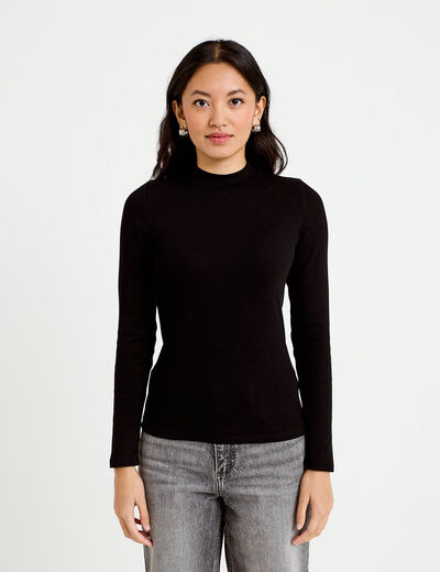 T-shirt ajust&eacute; manches longues noir femme
