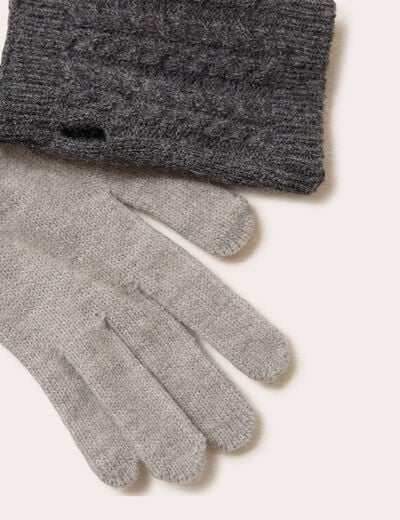 Gants mitaines 2-en-1 gris clair femme