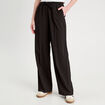 Pantalon large taille haute noir femme