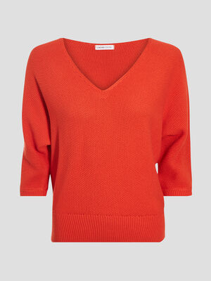 Pull manches chauve souris orange femme