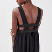 Robe longue évasée bretelles noir femme