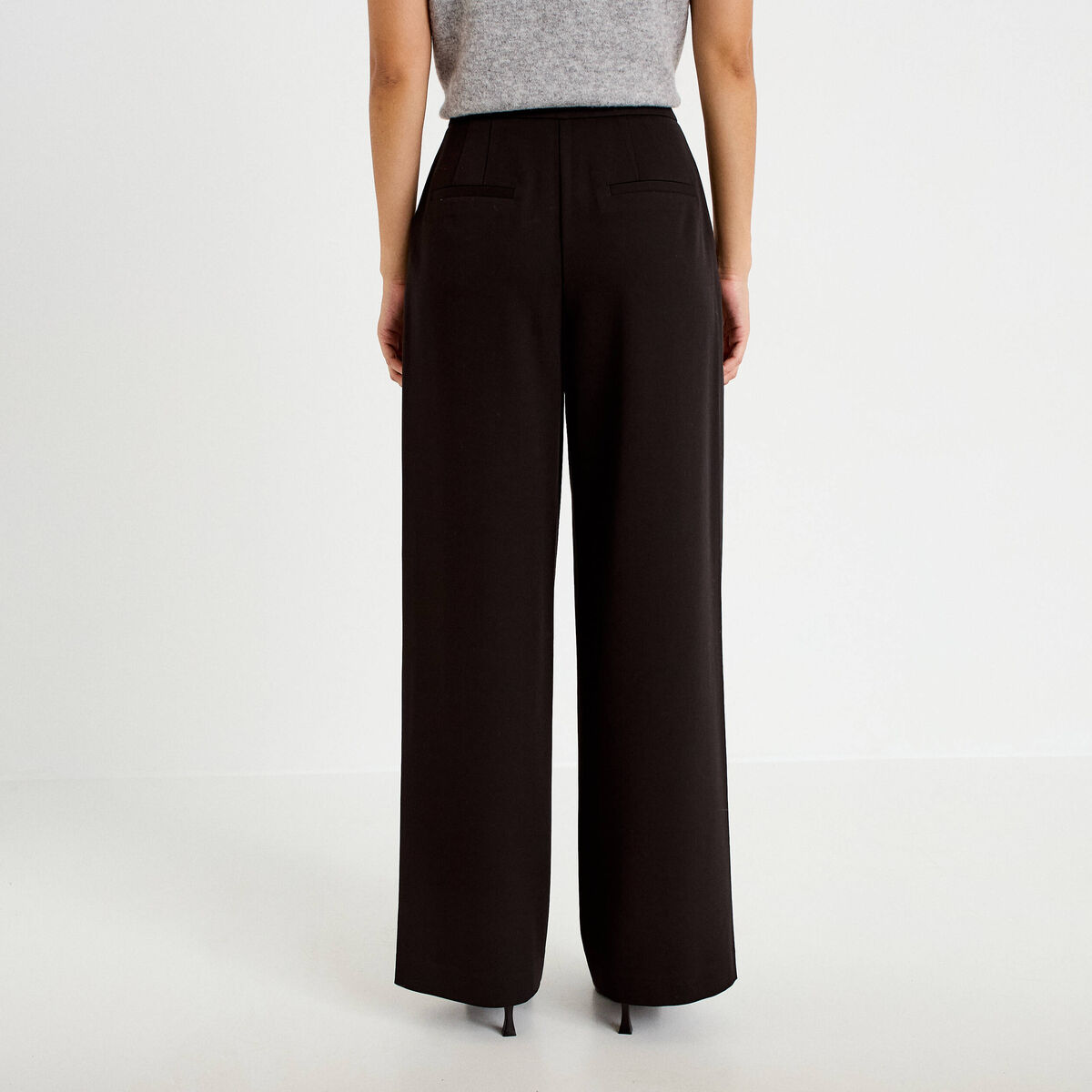 Pantalon bootcut ceinture taille haute noir femme