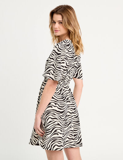 Robe évasée manches courtes blanc femme