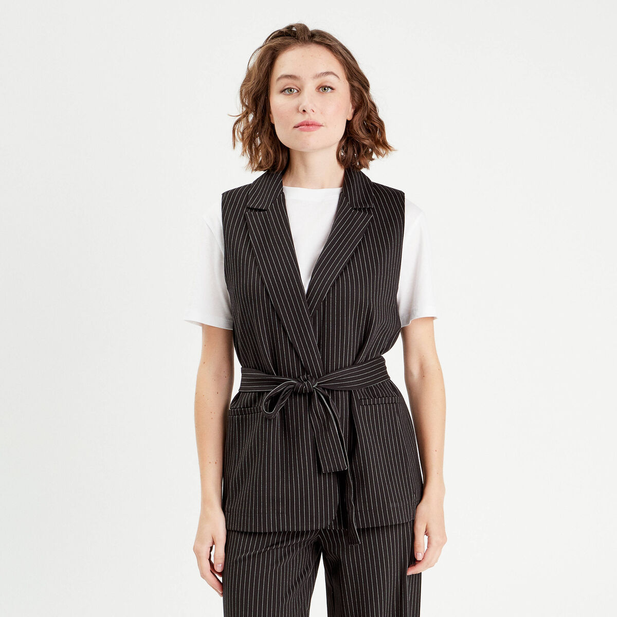 Veste blazer sans manches noir femme