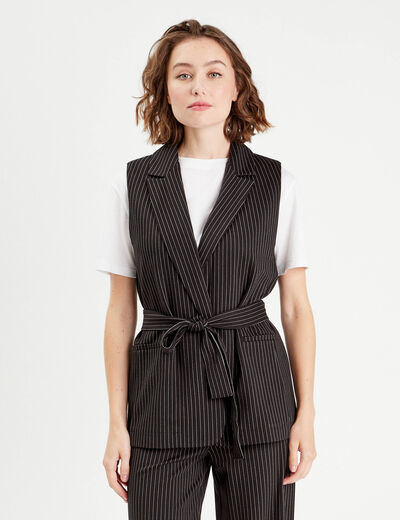 Veste blazer sans manches noir femme