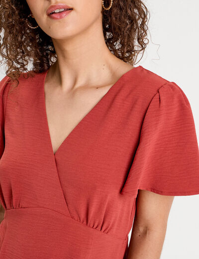 Robe évasée fluide vieux rose femme