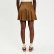 Jupe courte &eacute;vas&eacute;e aspect daim marron fonc&eacute; femme