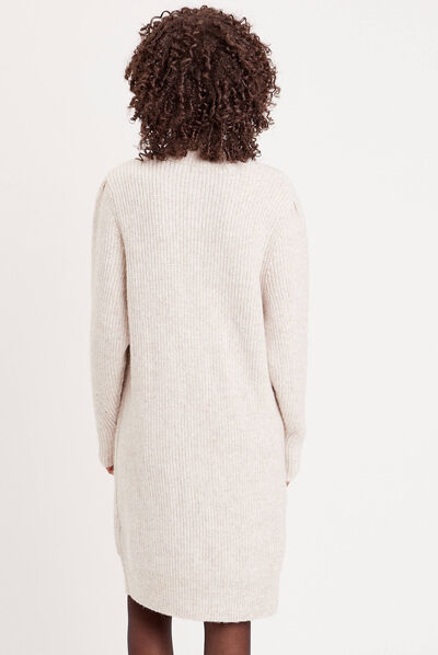 Robe pull moulante col montant sable femme