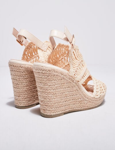 Sandales avec talons compensés ivoire femme