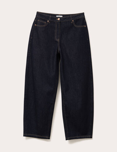 Jean barrel cropped taille standard denim brut femme