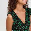 Robe longue évasée col v sans manches vert fluo femme
