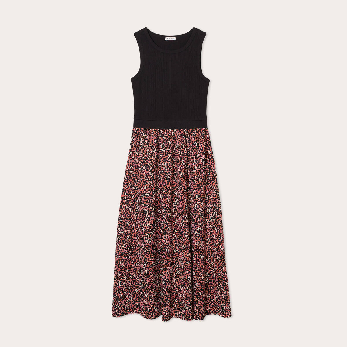 Robe longue effet 2-en1 rouge femme
