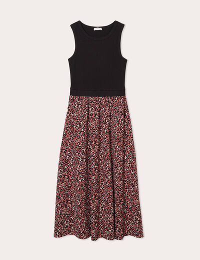 Robe longue effet 2-en1 rouge femme