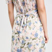 Robe évasée col v manches courtes blanc femme