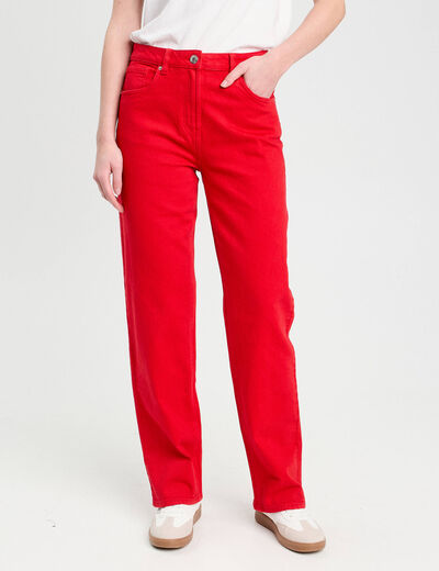 Jeans droit 5 poches rouge femme