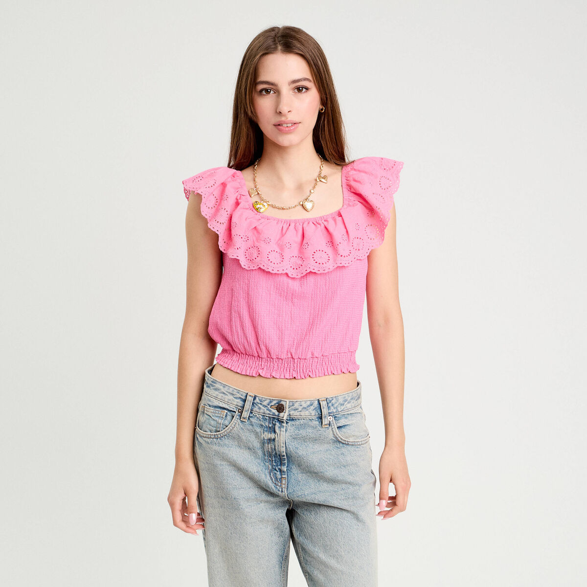 Top sans manches rose femme