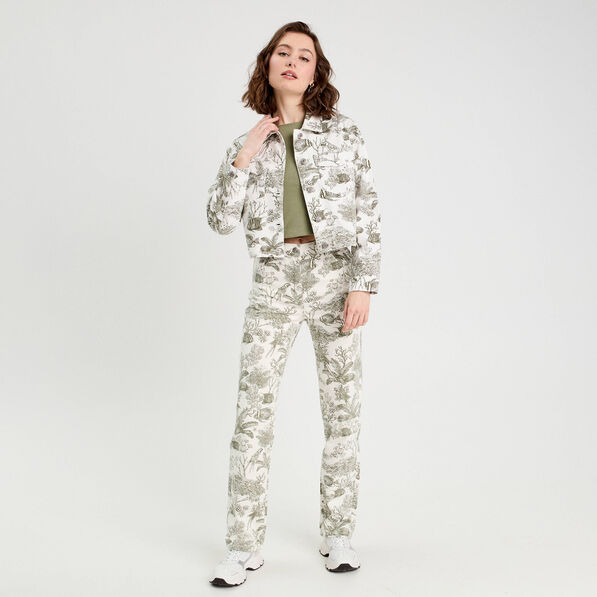 Veste courte boutonnée en jean blanc femme
