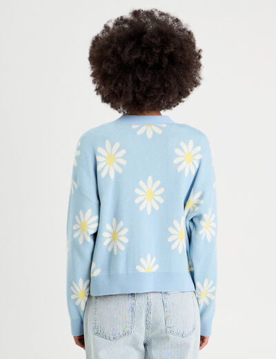 Gilet manches longues bleu pastel femme