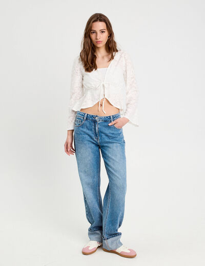 Blouse nouée ecru femme