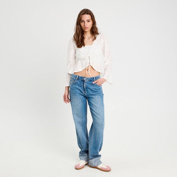 blouse nouee ecru femme Blouse nouée ecru femme