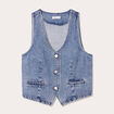 Gilet sans manches en jean denim stone femme