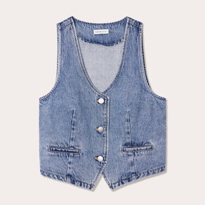 gilet sans manches en jean denim stone femme Gilet sans manches en jean denim stone femme