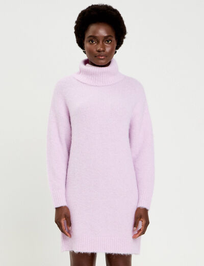 Robe pull col roul&eacute; parme femme