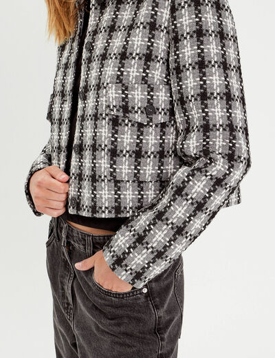 Veste droite boutonnée gris femme