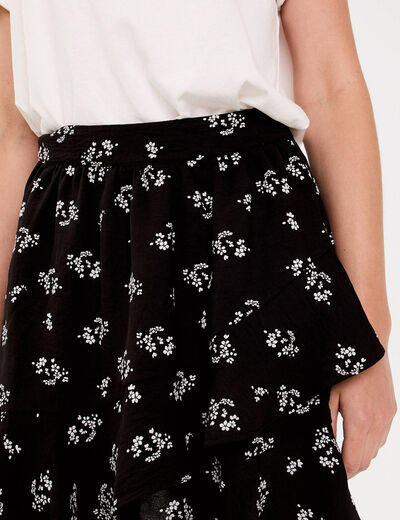 jupe courte évasée doublure recyclée noir femme
