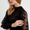 Pull manches longues dentelle noir femme